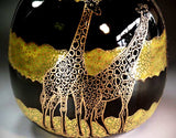 Fujii Kinsai Arita Japan - Tenmokuyu Kinsai Giraffe vase 23.80 cm  - Free Shipping