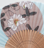 Traditional handcrafted Kyoto Sensu (folding fan) - Ito Jakuchu 伊藤若冲 「花卉天井画」- Tessen & Ajisai - Blue