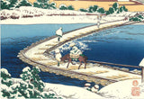Katsushika Hokusai - #003 - Funahashi Bridge at Sano in Kozuke Province かうつけ佐野 ふなはしの古づ 群馬- Free Shipping