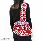 DOTCH DOTCH（どっちどっち) -   Flowers and Cats/Red x Purple B   花とねこ／赤×紫 B - Furoshiki    105 x 105 cm