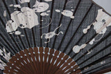 Traditional handcrafted Kyoto Sensu (folding fan)- Ito Jakuchu Genpo Youka　伊藤若冲の拓版画集 　「玄圃瑤華」 - Black