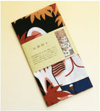 Lucky Cat  福まねき猫 - Viewing autumn leaves  紅葉狩り (Momijigari) - Japanese Traditional Cotton Towel (The dyed Tenugui) - 34cm x 90cm