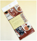Lucky Cat  福まねき猫 - The whole family  かぞくそろって - Japanese Traditional Cotton Towel (The dyed Tenugui) - 34cm x 90cm