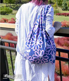 DOTCH DOTCH（どっちどっち) - Flowers and Cats/Purple x Blue A   花とねこ／紫×青Ａ  - Furoshiki 50 x 50 cm