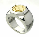 Saito - 18Kt Gold Family Crest - Octagon shape Ring Silver 925