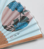Traditional handcrafted Kyoto Sensu (folding fan) - Ito Jakuchu 伊藤若冲 「花卉天井画」- Tessen & Ajisai - Blue