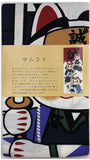 Lucky Cat  福まねき猫 - Samurai  サムライ - Japanese Traditional Cotton Towel (The dyed Tenugui) - 34cm x 90cm