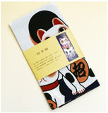 Lucky Cat  福まねき猫 - Beckoning cat (Navy) 招き猫（紺）(Manekineko navy) - Japanese Tradition Cotton Towel (The dyed Tenugui) - 34cm x 90cm