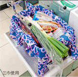 DOTCH DOTCH（どっちどっち) - Flowers and Cats/Purple x Blue A   花とねこ／紫×青Ａ  - Furoshiki 50 x 50 cm