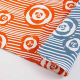 Isamonyou -  Double-Sided Dyeing Tubaki (Camellia) 48 伊砂文様 両面 椿 オレンジ/ブルー  20479-143 - Furoshiki (Japanese Wrapping Cloth)
