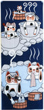Lucky Cat  福まねき猫 -  Hot spring 温泉 (Onsen)- Japanese Tradition Cotton Towel (The dyed Tenugui) - 34cm x 90cm