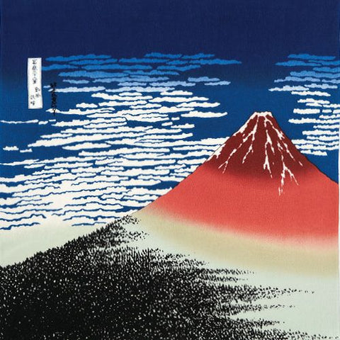 Ukiyoe Chirimen Yuzen - Katsushika Hokusai  - Aka Fuji (赤富士) - Furoshiki  68 x 68 cm