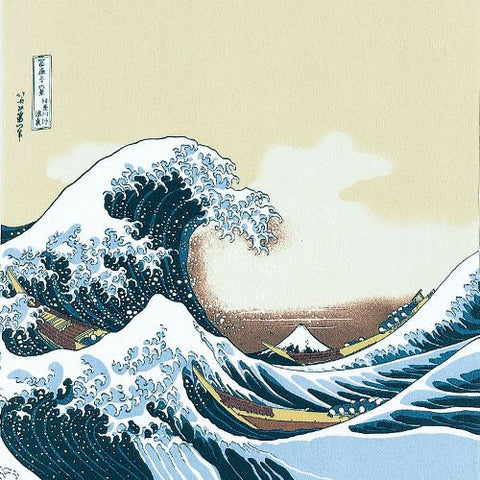 Ukiyoe Chirimen Yuzen - Katsushika Hokusai  - Namiura ni Fuji (波裏に富士)  - Furoshiki  68 x 68 cm