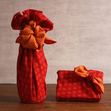 Rikyu Ume (Plum) -Double-Sided Dyeing Furoshiki - Red / Orange - 45 x 45 cm