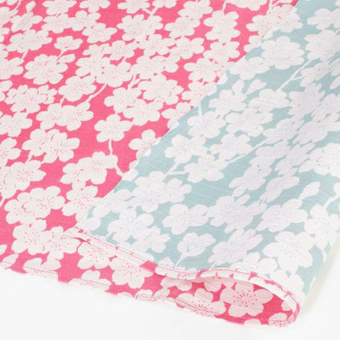 Isamonyou -  Double-Sided Dyeing Sakura Pink/Mint チーフ 伊砂文様 両面 しだれ桜 チェリーピンク／ミント - Furoshiki (Japanese Wrapping Cloth)