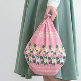 Takehisa Yumeji -  Aqua Drop (Water repellent finish)  - Yotsuba Dokudami Pink アクアドロップ 四葉とどくだみ ピンク(撥水加工)　- Furoshiki   70 x 70 cm