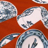 Maruwa -  Imari Small Plate Vermilion 伊万里 綿 小 風呂敷 約50cm 【小皿/朱】  - Furoshiki (Japanese Wrapping Cloth) 50 x 50 cm