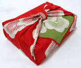 Isamonyou -  Double-Sided Dyeing Plum R&G チーフ 伊砂文様 両面 梅 アカ/グリーン - Furoshiki (Japanese Wrapping Cloth)