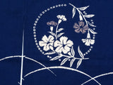 Kyoto Noren (Doorway curtain) 85 cm X 150 cm - Rabbit & Flower (Navy) - Free Shipping