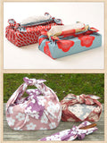 Isamonyou -  Double-Sided Dyeing Kiku (Chrysanthemum) Red/Light Blue - Furoshiki (Japanese Wrapping Cloth) 48 x 48 cm