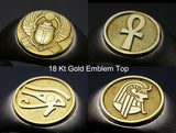 Saito - Egyptian motif  ANKH LOOP CROSS - Strength and Health  18Kt emblem Amulet Silver Ring