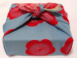 Isamonyou -  Double-Sided Dyeing Plum LB&B チーフ 伊砂文様 両面 梅 ミズイロ/ベージュ- Furoshiki (Japanese Wrapping Cloth)   48 x 48 cm
