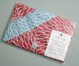 Isamonyou -  Double-Sided Dyeing Kiku (Chrysanthemum) Red/Light Blue - Furoshiki (Japanese Wrapping Cloth) 48 x 48 cm