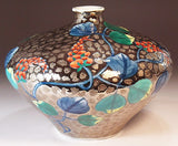 Fujii Kinsai Arita Japan - Somenishiki Platinum Kudzu Vase 14.90 cm - Free Shipping