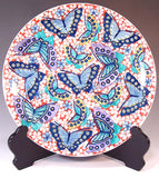 Fujii Kinsai Arita Japan - Somenishiki Sakura & Butterfly Ornamental plate 30.80 cm - Free Shipping