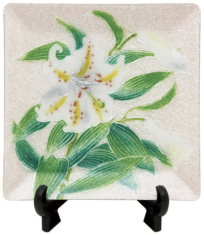 Saikosha - #003-07  Yuri (Lily) (Cloisonné ware ornamental plate) 12.00 cm - Free Shipping