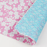 Fukumusubi -  Double-Sided Dyeing 105 x 105 cm - Sakura/ Seigaiha  さくら/青海波 パープル/ブルー - Furoshiki (Japanese Wrapping Cloth)