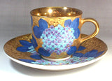 Fujii Kinsai Arita Japan - Somenishiki Golden Hydrangea Cup & Saucer #1 - Free Shipping