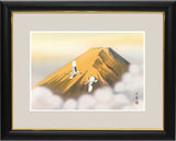 Sankoh Framed Mt. Fuji - G4-BF013L - Ogon Fuji (Golden Mt. Fuji & pair of cranes)