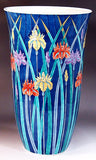 Fujii Kinsai Arita Japan - Somenishiki Shobu (Iris) Vase  34.70 cm - Free Shipping