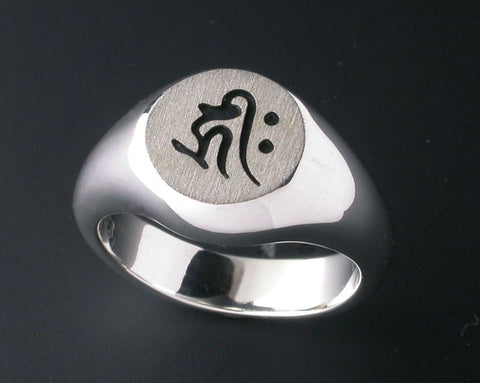 Saito - Buddha in Sanskrit Characters Signet Silver Ring　