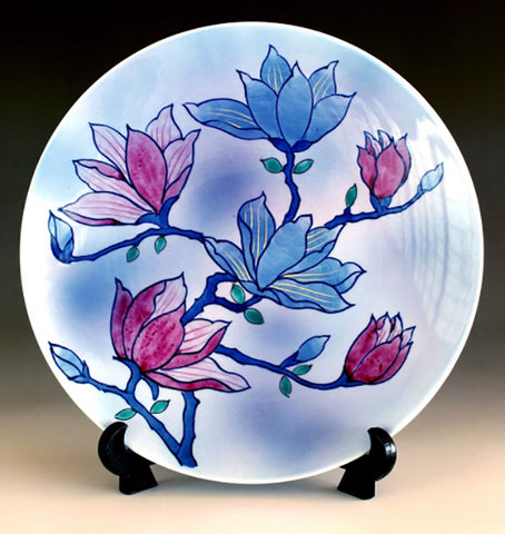 Fujii Kinsai Arita Japan - Kinsai Mokuren Ornamental plate 24.00 cm - Free Shipping