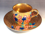 Fujii Kinsai Arita Japan - Somenishiki Golden Sakura Cup & Saucer #1 - Free Shipping