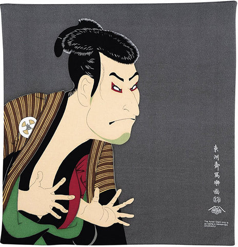 Ukiyoe Chirimen Yuzen - Toshusai Sharaku - Sharaku (写楽) - Furoshiki  68 x 68 cm