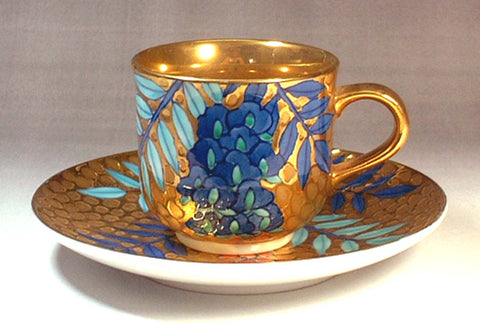 Fujii Kinsai Arita Japan - Somenishiki Golden Fuji (Wisteria) Cup & Saucer - Free Shipping