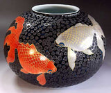 Fujii Kinsai Arita Japan - Tetsuyu Kinsai Goldfish Vase 21.80 cm - Free Shipping