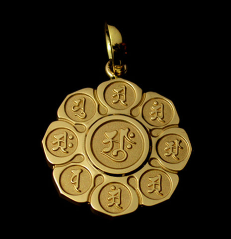Saito - Mandala on Lotus flower 18Kt Gold Pendant Top (Small)