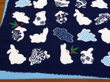 Yu-Soku - Usagi to Komon (Rabbit & Komon) Navy - Furoshiki 50 x 50 cm