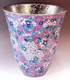 Fujii Kinsai Arita Japan - Somenishiki Kinsai Seigaiha Sakura Vase  32.00 cm - Free Shipping