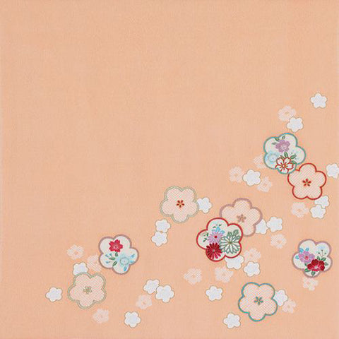 Rayon Chirimen - Koyomi Hikita Ume sango - 疋田梅 サンゴ - Furoshiki  68 x 68 cm