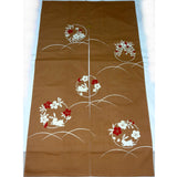 Kyoto Noren (Doorway curtain) 85 cm X 150 cm  - Rabbit & Flower  (Beige) - Free Shipping