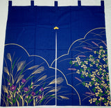 Kyoto Noren (Doorway curtain) 85 cm X 90 cm - Yamatori Akikusa Navy - Free Shipping