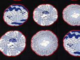 Maruwa - Imari Komon Ezara Black　伊万里 綿 風呂敷 約100cm 【小紋絵皿】黒　 - Furoshiki 100 x 100 cm