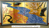 Japanese Traditional Hand Paint Byobu (Gold Leaf Folding Screen) - T 43 - Free Shipping