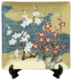 Saikosha - #003-23 Red and White Plum (Cloisonné ware ornamental plate) - Free Shipping