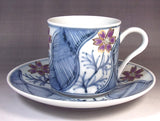 Fujii Kinsai Arita Japan - Somenishiki Kinsai Cosmos Coffee Cup & Saucer - Free shiping